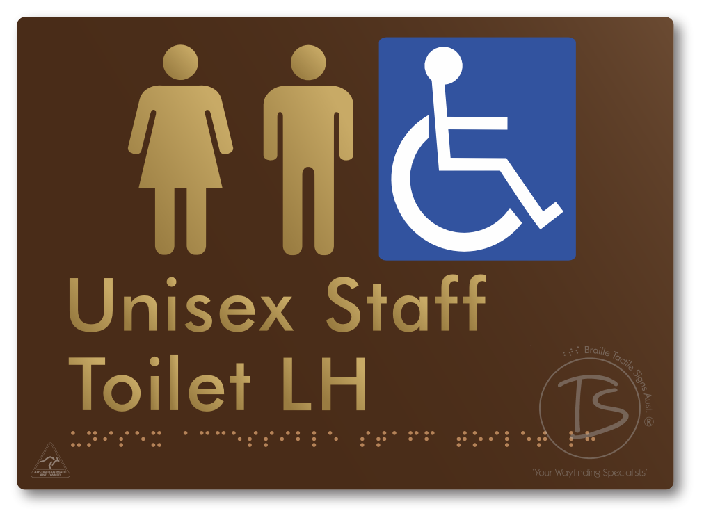 Unisex Accessible Staff Toilet LH - Braille Tactile Signs Aust.