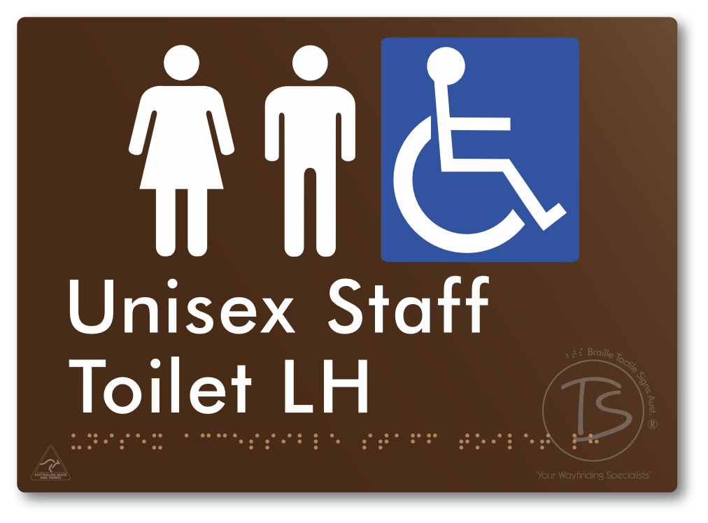 Unisex Accessible Staff Toilet LH - Braille Tactile Signs Aust.