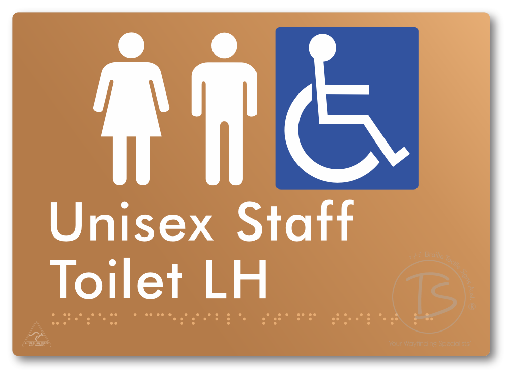 Unisex Accessible Staff Toilet LH - Braille Tactile Signs Aust.