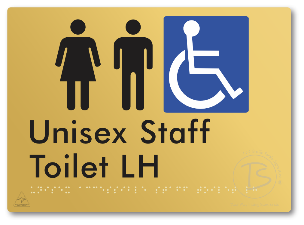 Unisex Accessible Staff Toilet LH - Braille Tactile Signs Aust.