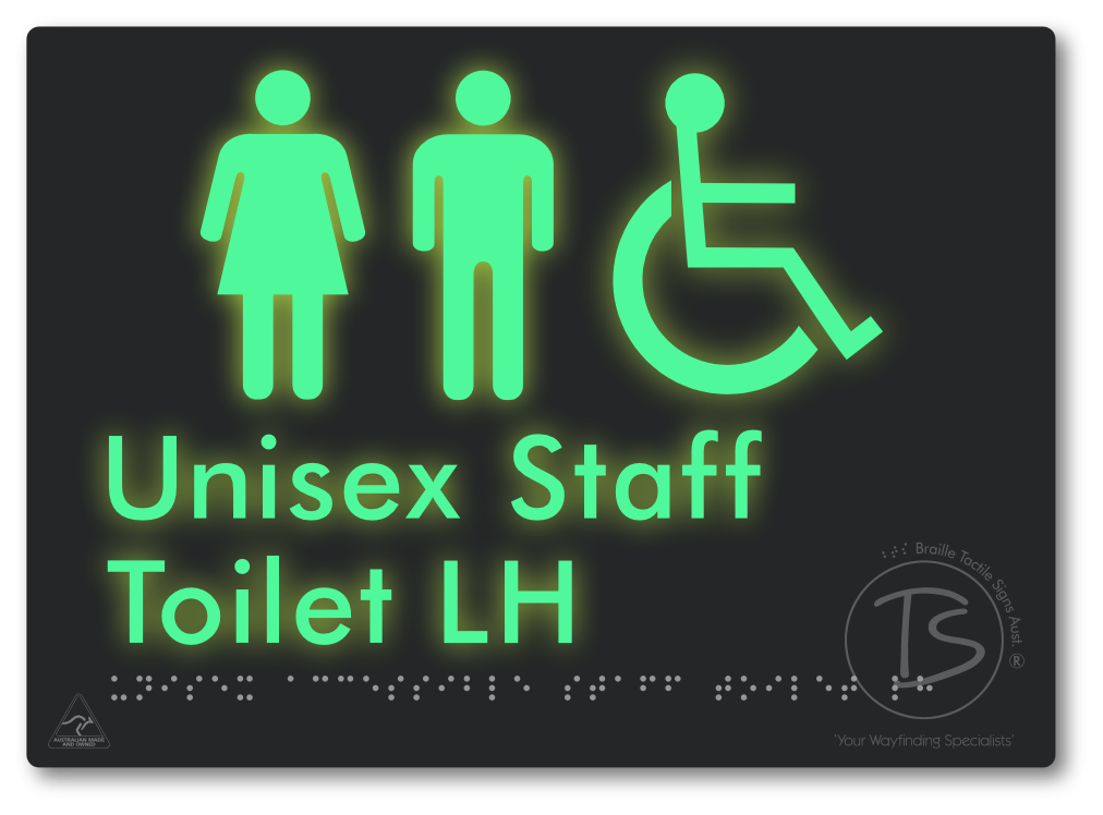 Unisex Accessible Staff Toilet LH - Braille Tactile Signs Aust.