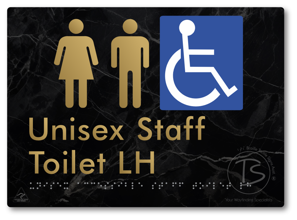 Unisex Accessible Staff Toilet LH - Braille Tactile Signs Aust.