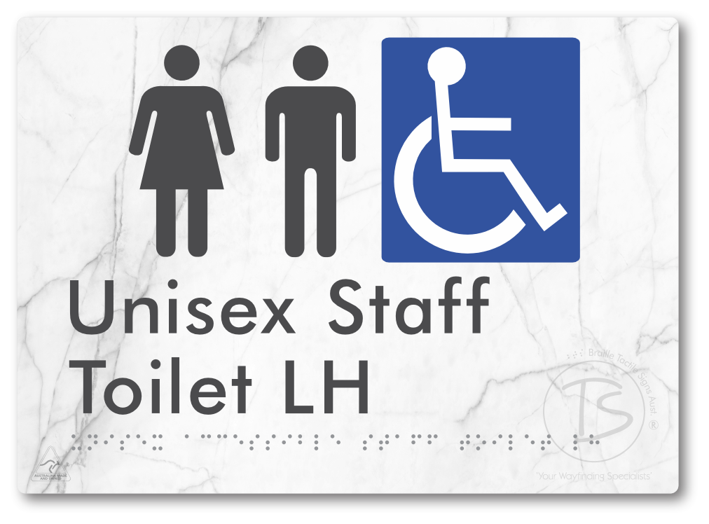 Unisex Accessible Staff Toilet LH - Braille Tactile Signs Aust.