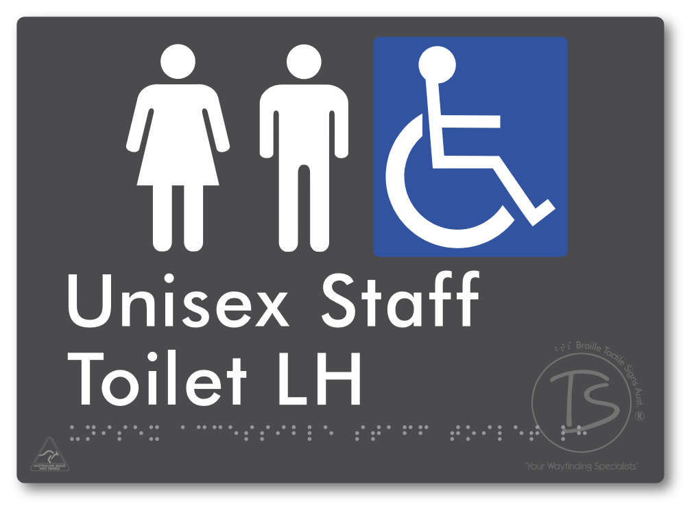 Unisex Accessible Staff Toilet LH - Braille Tactile Signs Aust.