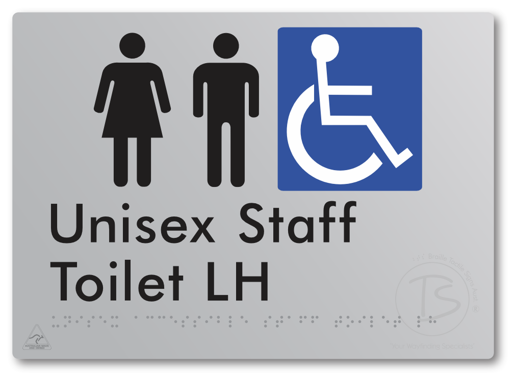 Unisex Accessible Staff Toilet LH - Braille Tactile Signs Aust.