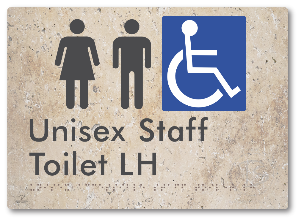Unisex Accessible Staff Toilet LH - Braille Tactile Signs Aust.