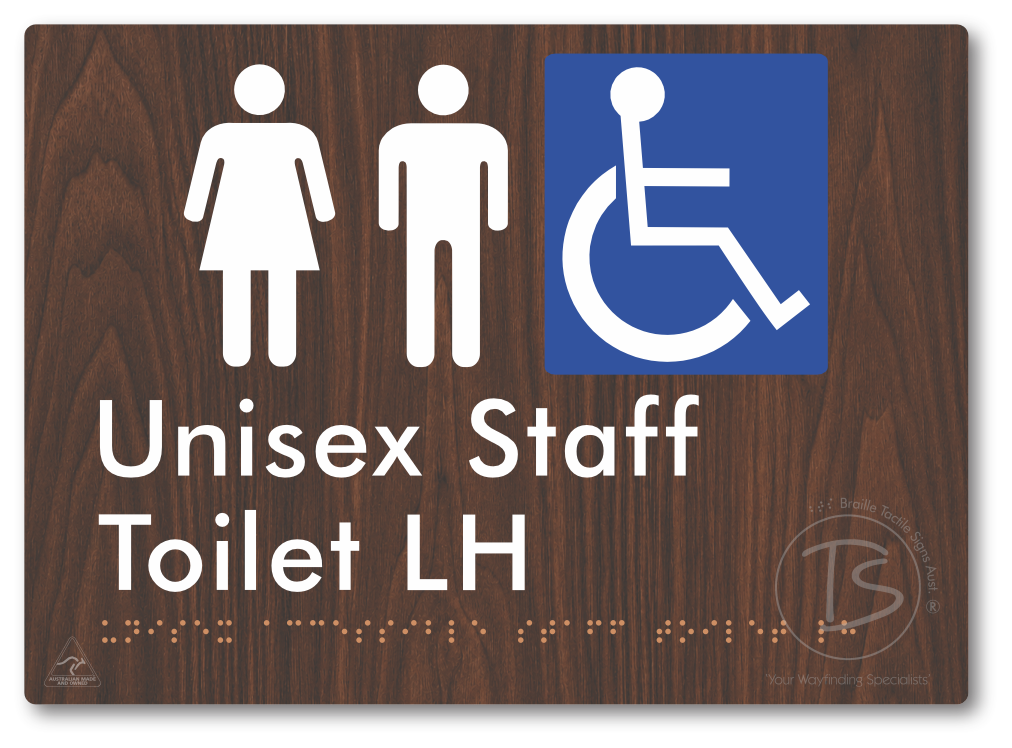 Unisex Accessible Staff Toilet LH - Braille Tactile Signs Aust.