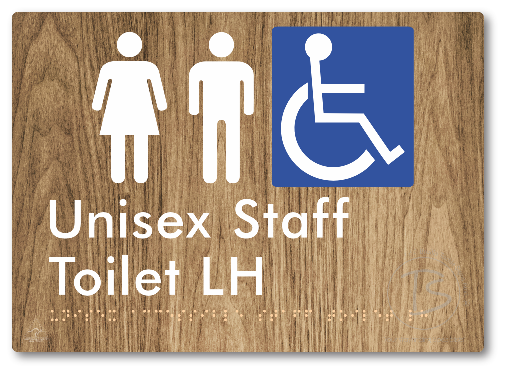 Unisex Accessible Staff Toilet LH - Braille Tactile Signs Aust.