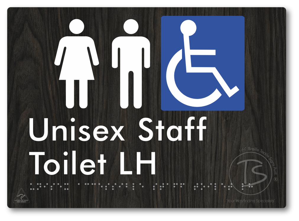 Unisex Accessible Staff Toilet LH - Braille Tactile Signs Aust.