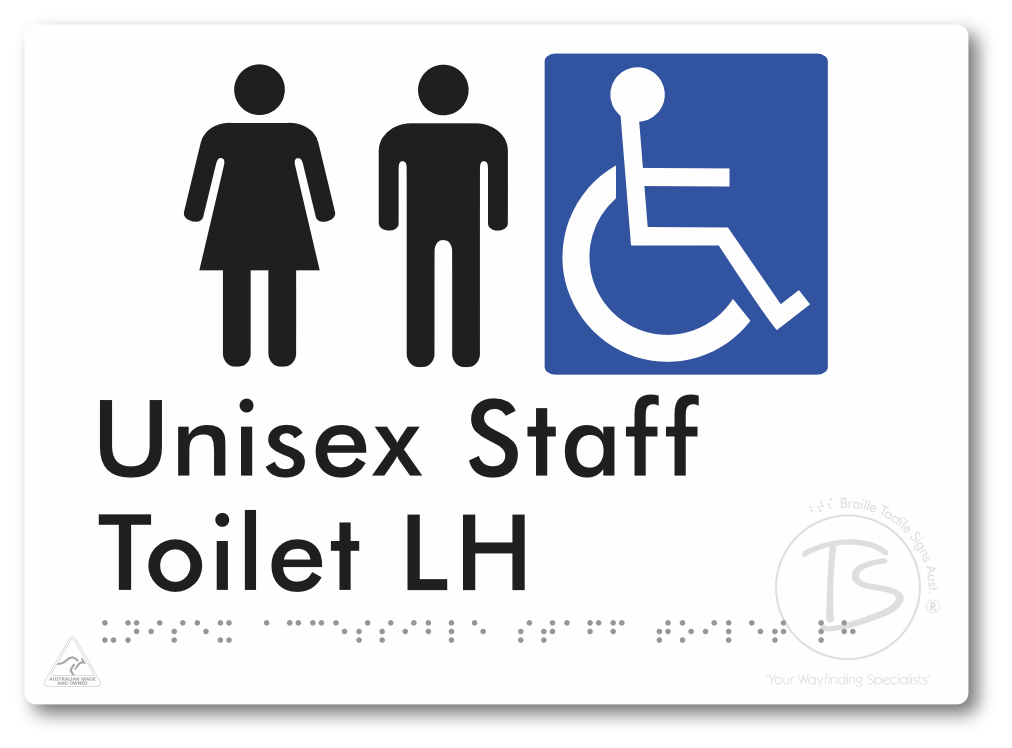 Unisex Accessible Staff Toilet LH - Braille Tactile Signs Aust.