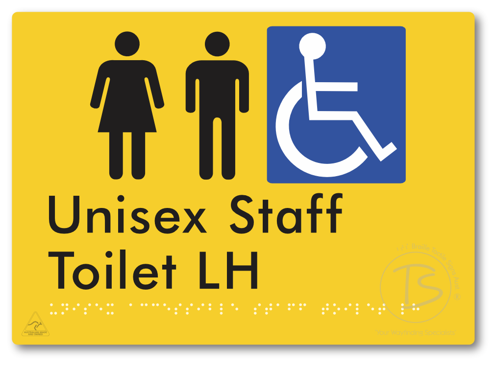 Unisex Accessible Staff Toilet LH - Braille Tactile Signs Aust.