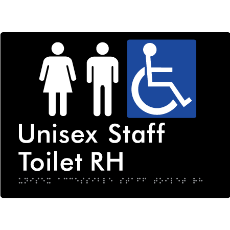 Unisex Accessible Staff Toilet RH - Braille Tactile Signs Aust.
