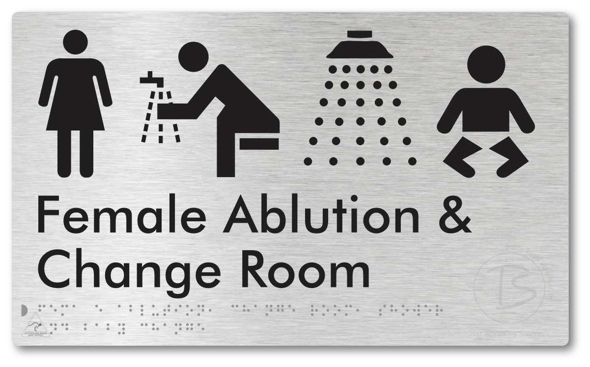 Female Ablution, Change Room, Shower & Baby Change - Braille Tactile Signs Aust.