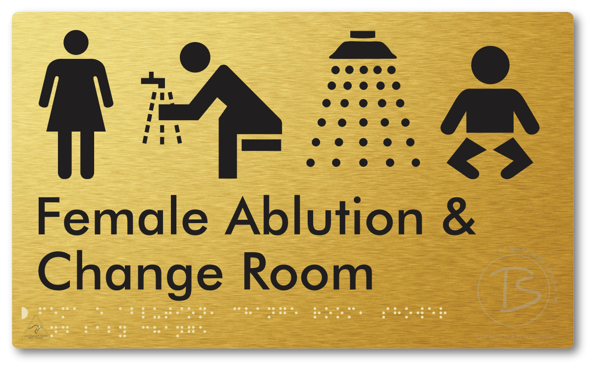 Female Ablution, Change Room, Shower & Baby Change - Braille Tactile Signs Aust.