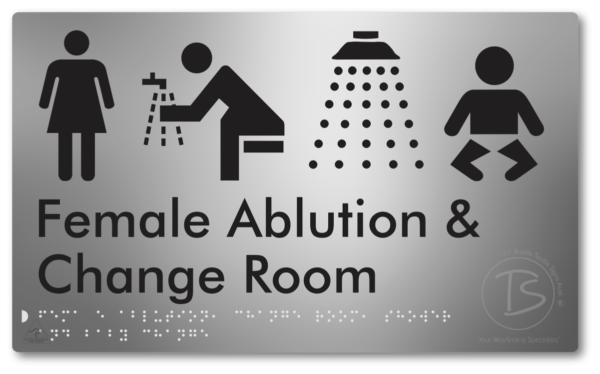 Female Ablution, Change Room, Shower & Baby Change - Braille Tactile Signs Aust.