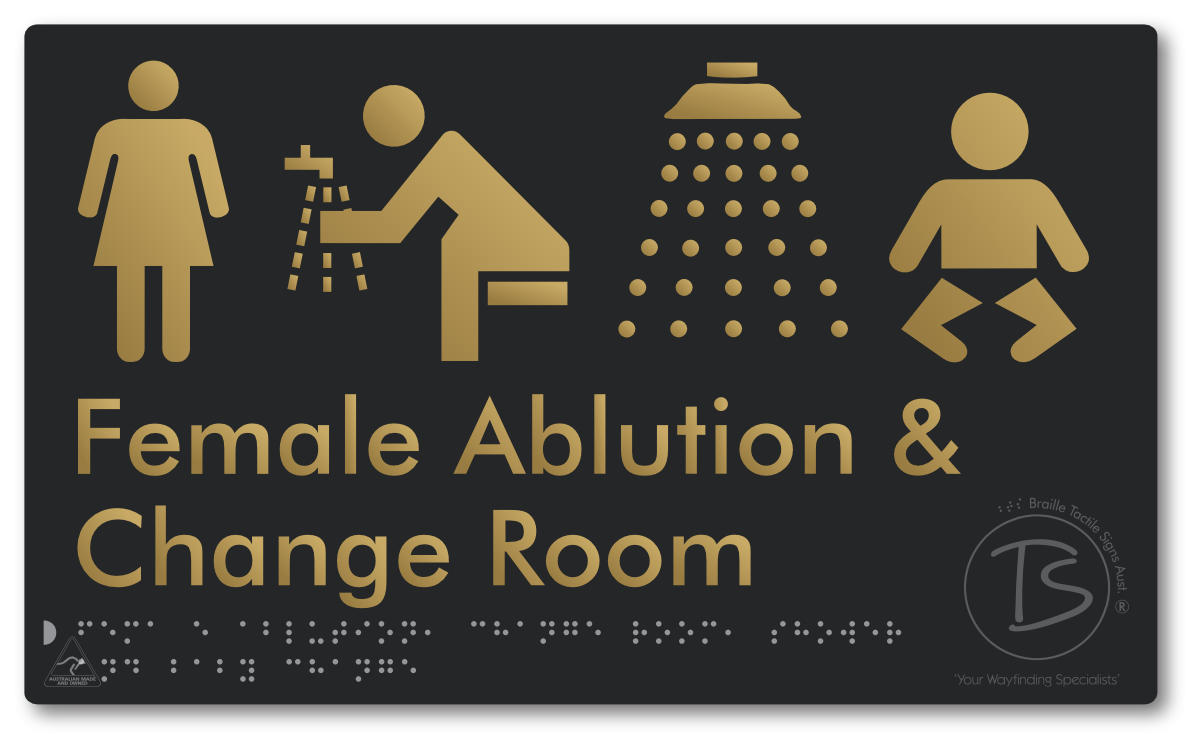 Female Ablution, Change Room, Shower & Baby Change - Braille Tactile Signs Aust.