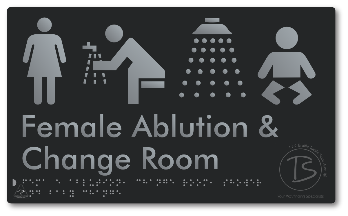 Female Ablution, Change Room, Shower & Baby Change - Braille Tactile Signs Aust.