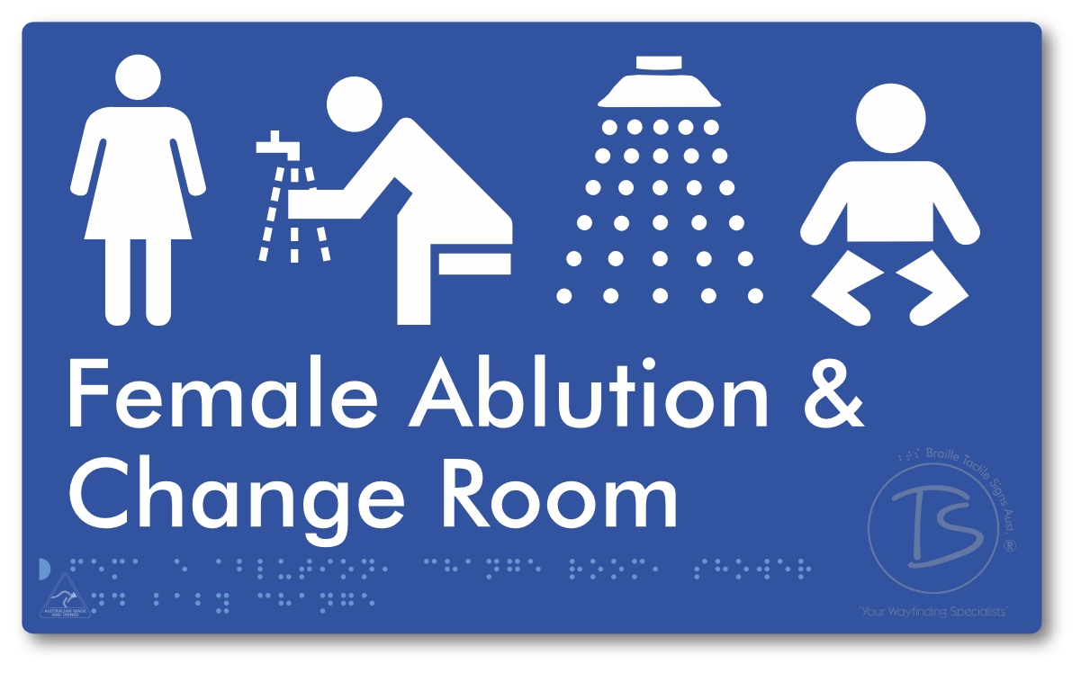 Female Ablution, Change Room, Shower & Baby Change - Braille Tactile Signs Aust.