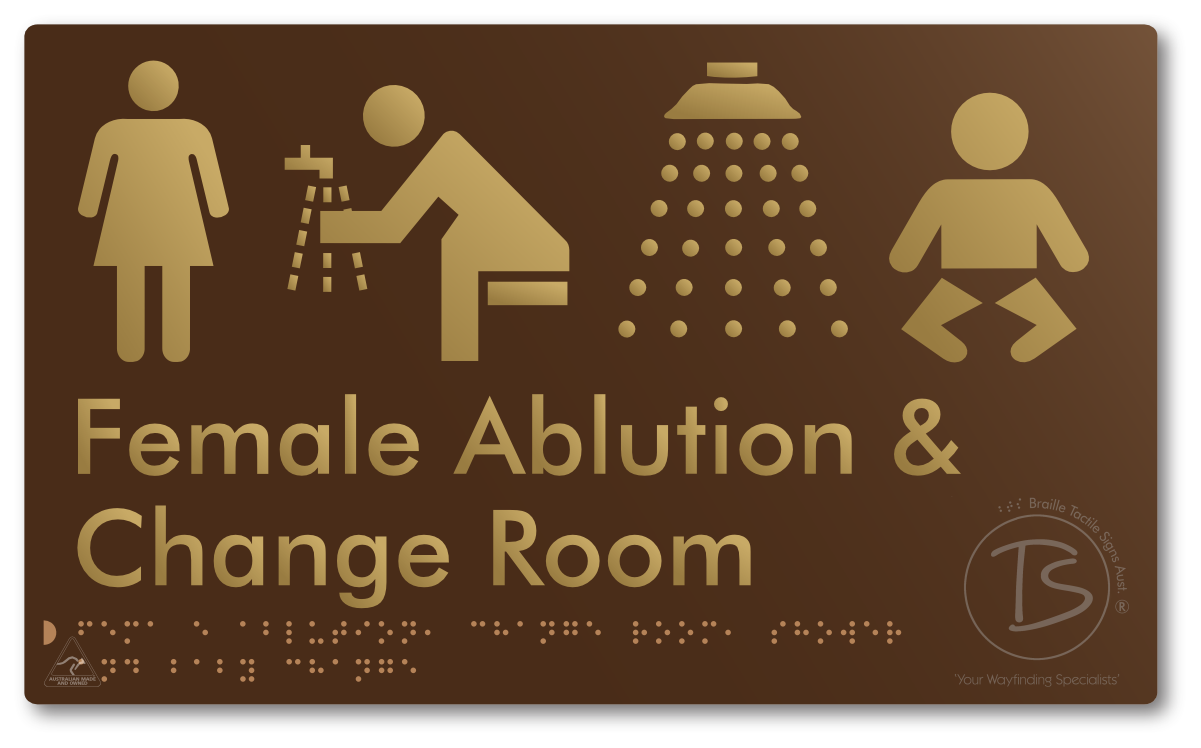 Female Ablution, Change Room, Shower & Baby Change - Braille Tactile Signs Aust.