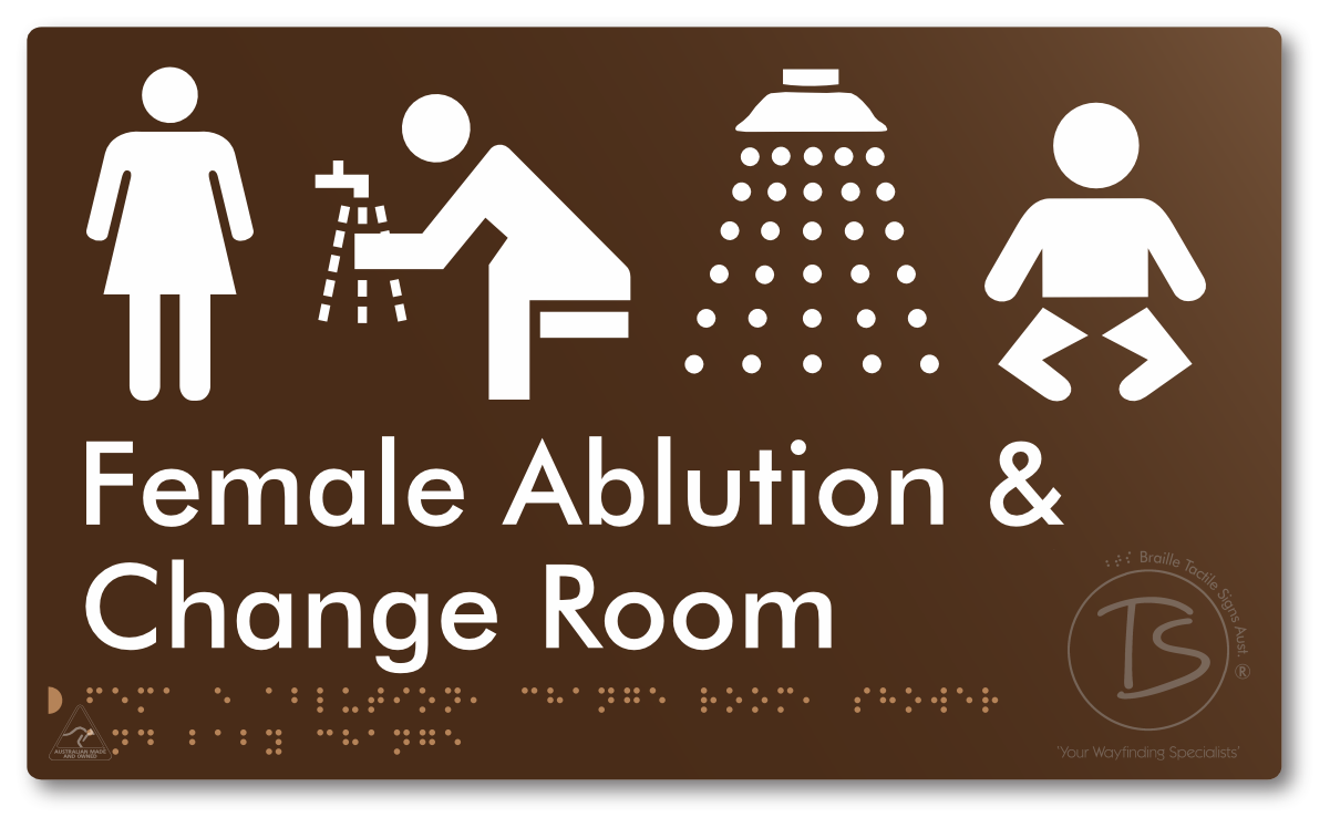 Female Ablution, Change Room, Shower & Baby Change - Braille Tactile Signs Aust.