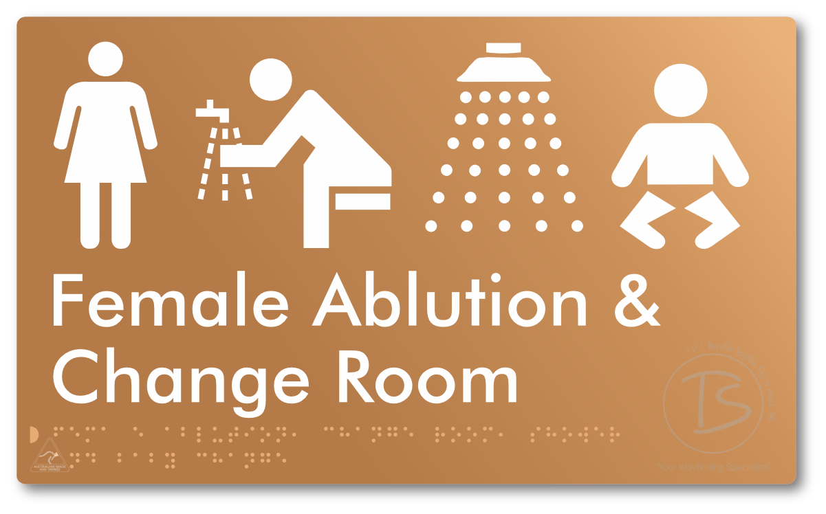 Female Ablution, Change Room, Shower & Baby Change - Braille Tactile Signs Aust.
