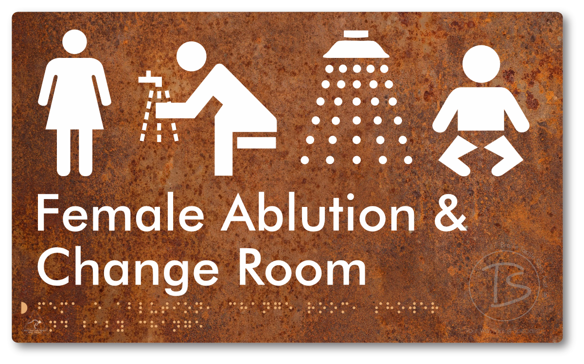 Female Ablution, Change Room, Shower & Baby Change - Braille Tactile Signs Aust.