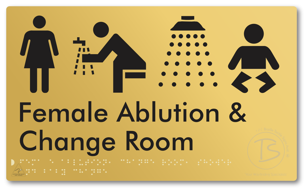 Female Ablution, Change Room, Shower & Baby Change - Braille Tactile Signs Aust.