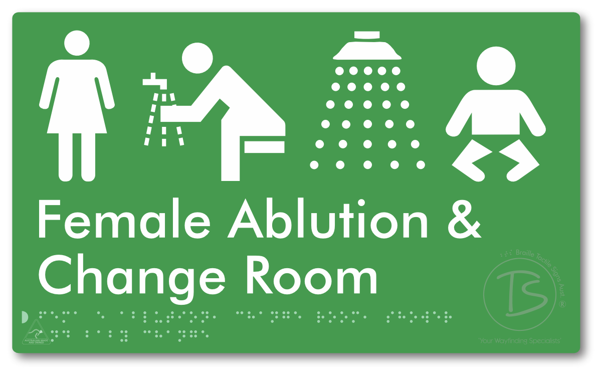 Female Ablution, Change Room, Shower & Baby Change - Braille Tactile Signs Aust.
