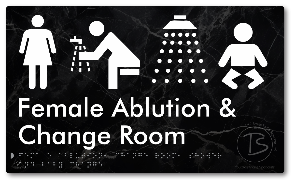 Female Ablution, Change Room, Shower & Baby Change - Braille Tactile Signs Aust.