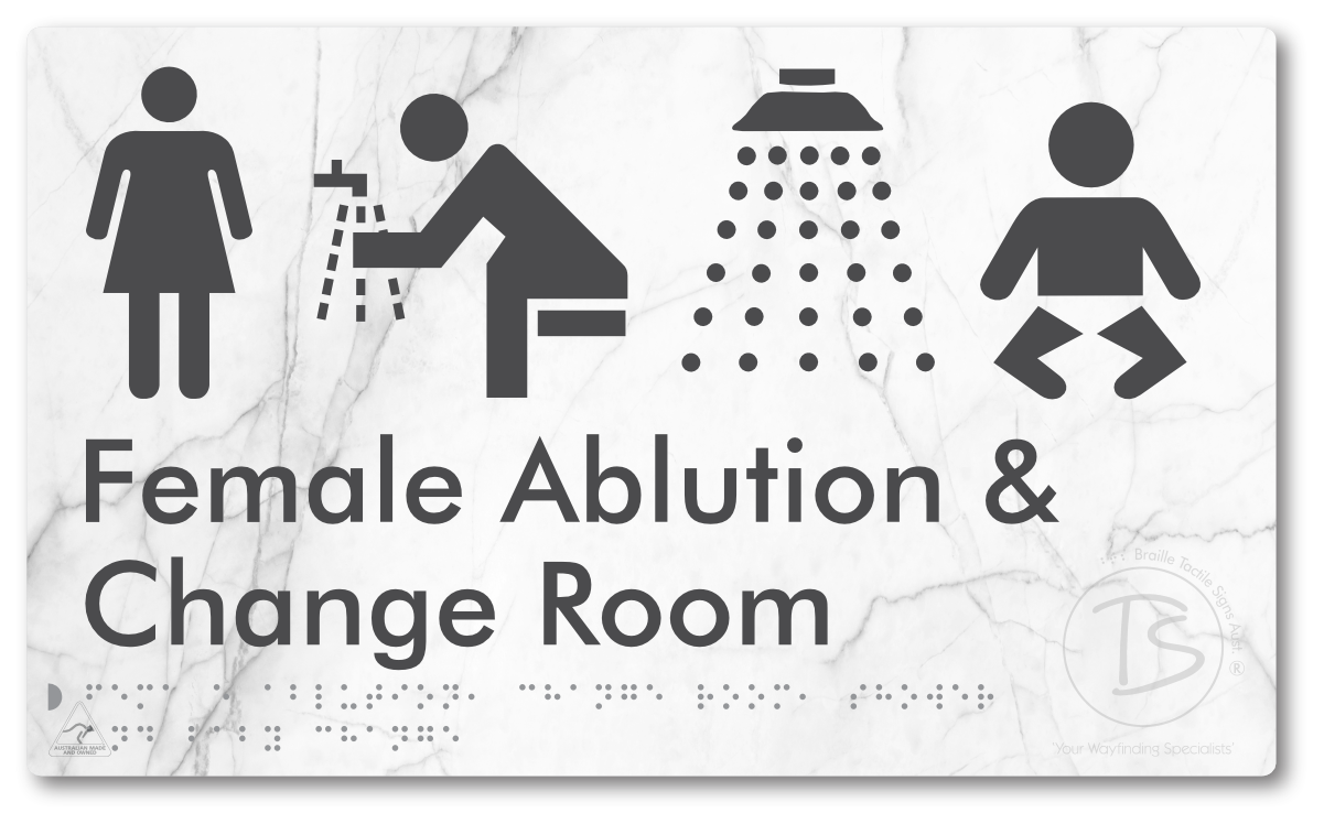 Female Ablution, Change Room, Shower & Baby Change - Braille Tactile Signs Aust.