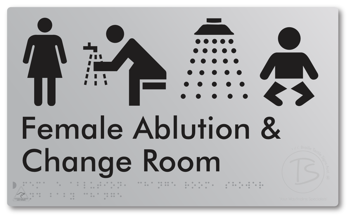 Female Ablution, Change Room, Shower & Baby Change - Braille Tactile Signs Aust.