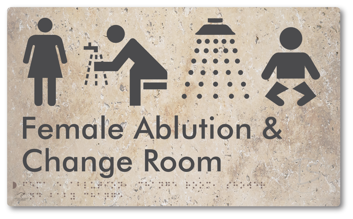 Female Ablution, Change Room, Shower & Baby Change - Braille Tactile Signs Aust.