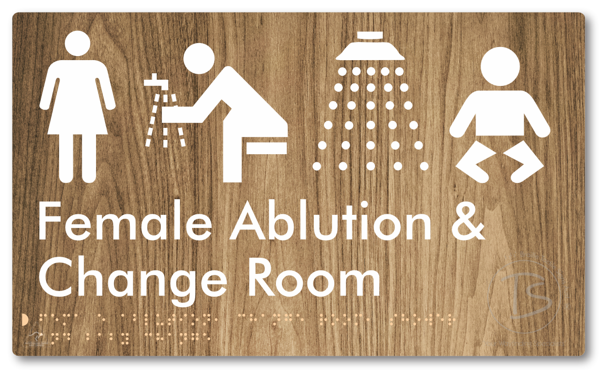 Female Ablution, Change Room, Shower & Baby Change - Braille Tactile Signs Aust.