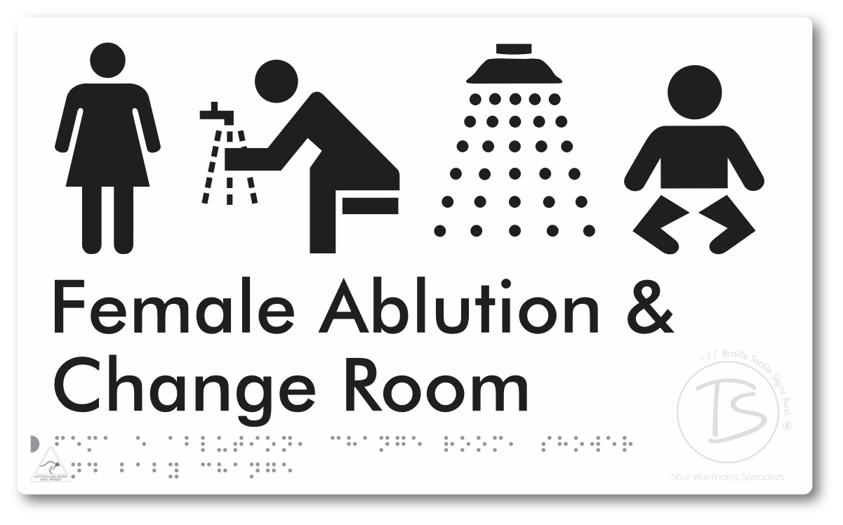 Female Ablution, Change Room, Shower & Baby Change - Braille Tactile Signs Aust.