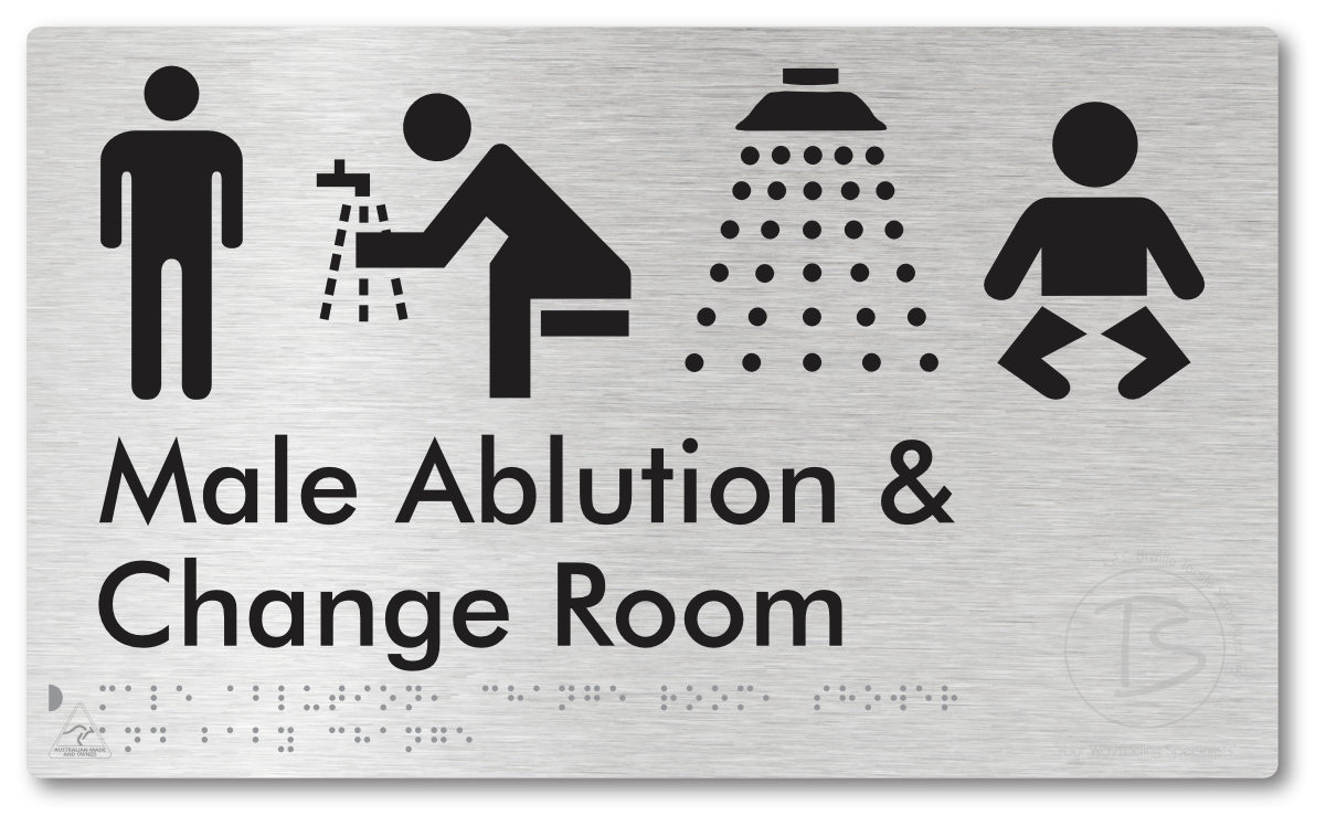 Male Ablution, Change Room, Shower & Baby Change - Braille Tactile Signs Aust.