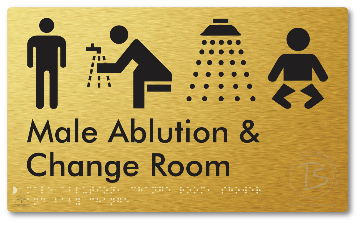 Male Ablution, Change Room, Shower & Baby Change - Braille Tactile Signs Aust.