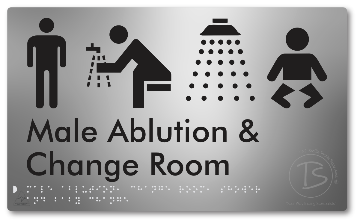 Male Ablution, Change Room, Shower & Baby Change - Braille Tactile Signs Aust.
