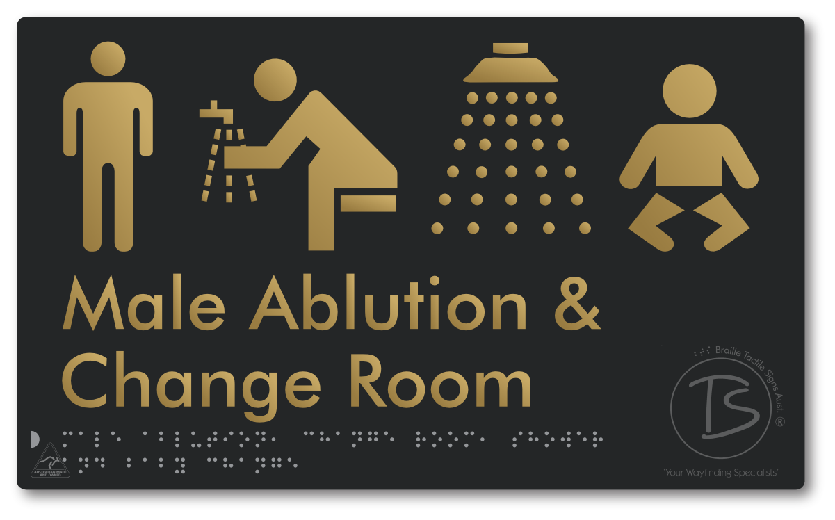 Male Ablution, Change Room, Shower & Baby Change - Braille Tactile Signs Aust.