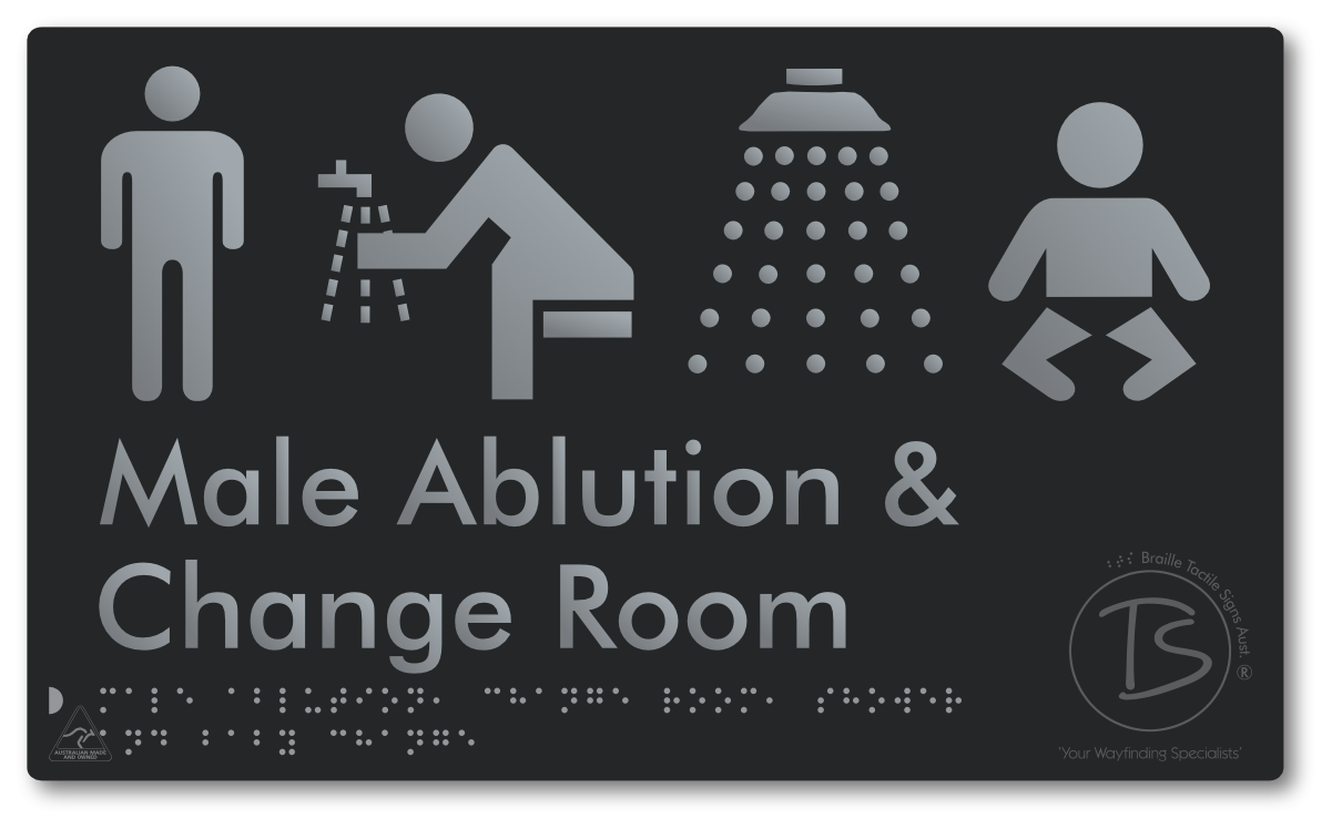 Male Ablution, Change Room, Shower & Baby Change - Braille Tactile Signs Aust.
