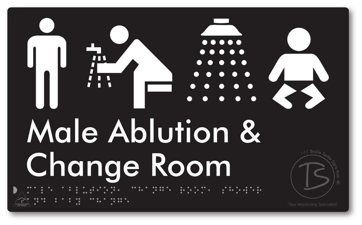 Male Ablution, Change Room, Shower & Baby Change - Braille Tactile Signs Aust.