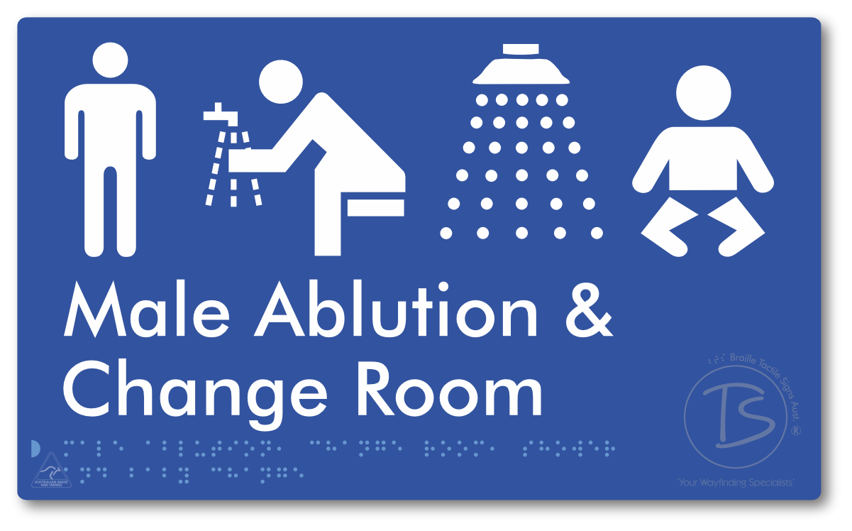 Male Ablution, Change Room, Shower & Baby Change - Braille Tactile Signs Aust.