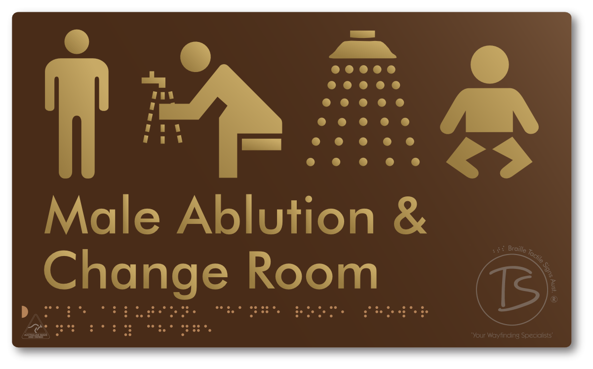 Male Ablution, Change Room, Shower & Baby Change - Braille Tactile Signs Aust.