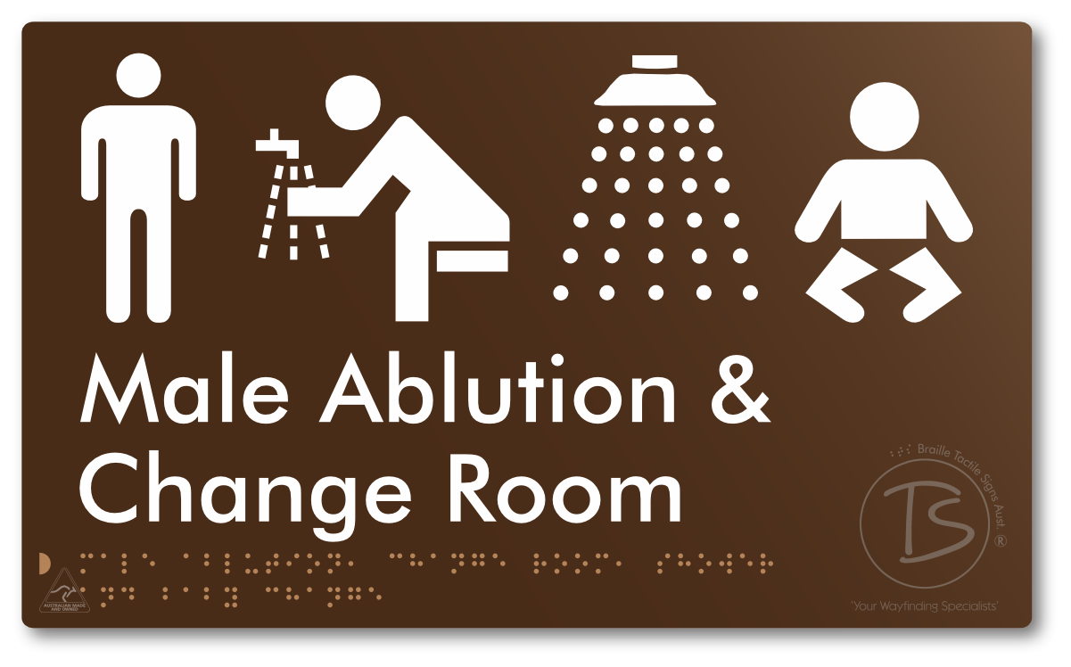 Male Ablution, Change Room, Shower & Baby Change - Braille Tactile Signs Aust.