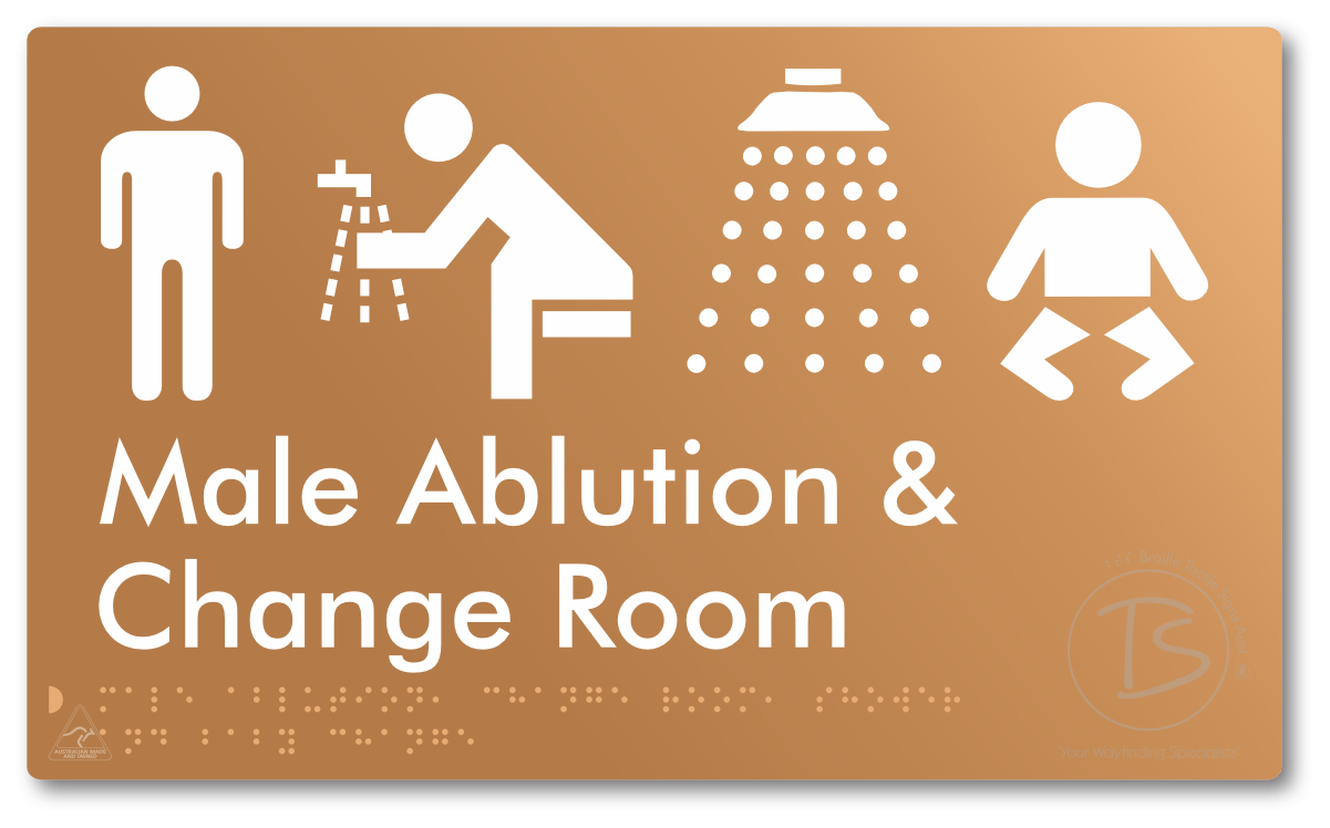 Male Ablution, Change Room, Shower & Baby Change - Braille Tactile Signs Aust.