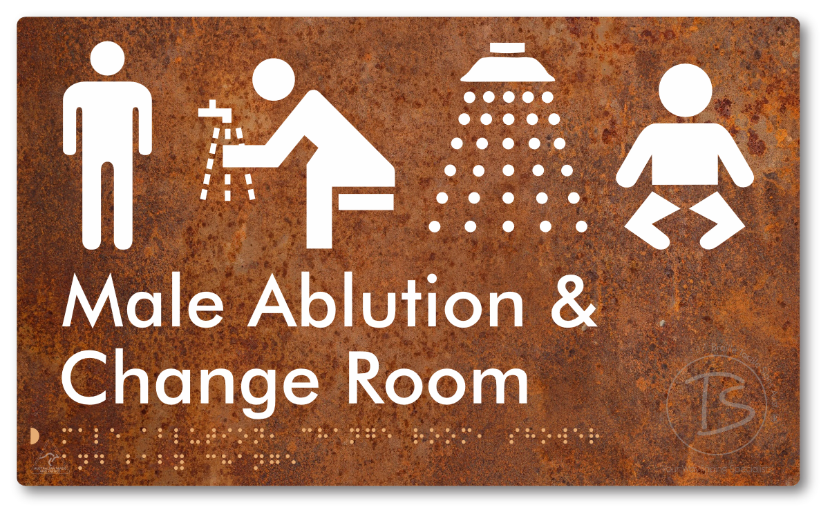 Male Ablution, Change Room, Shower & Baby Change - Braille Tactile Signs Aust.