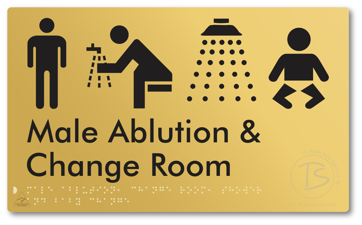 Male Ablution, Change Room, Shower & Baby Change - Braille Tactile Signs Aust.