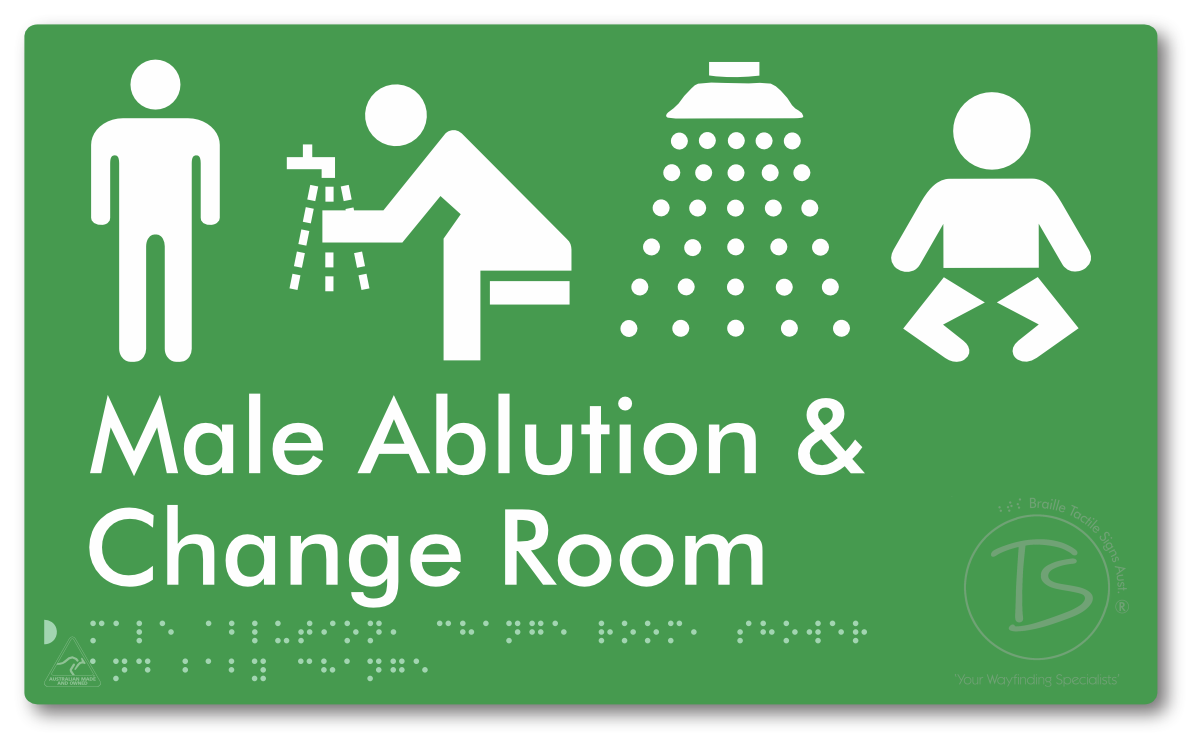 Male Ablution, Change Room, Shower & Baby Change - Braille Tactile Signs Aust.