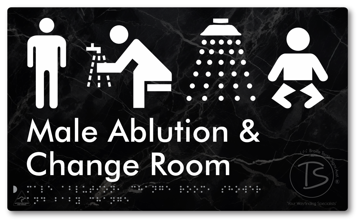 Male Ablution, Change Room, Shower & Baby Change - Braille Tactile Signs Aust.
