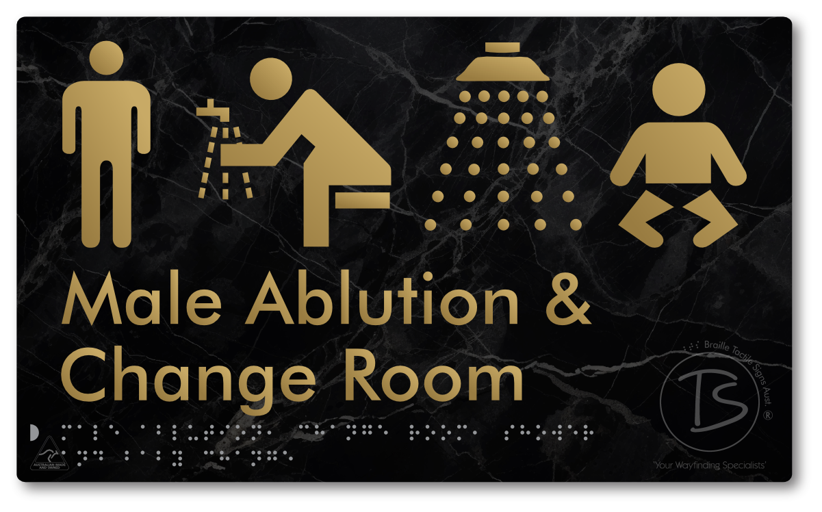 Male Ablution, Change Room, Shower & Baby Change - Braille Tactile Signs Aust.