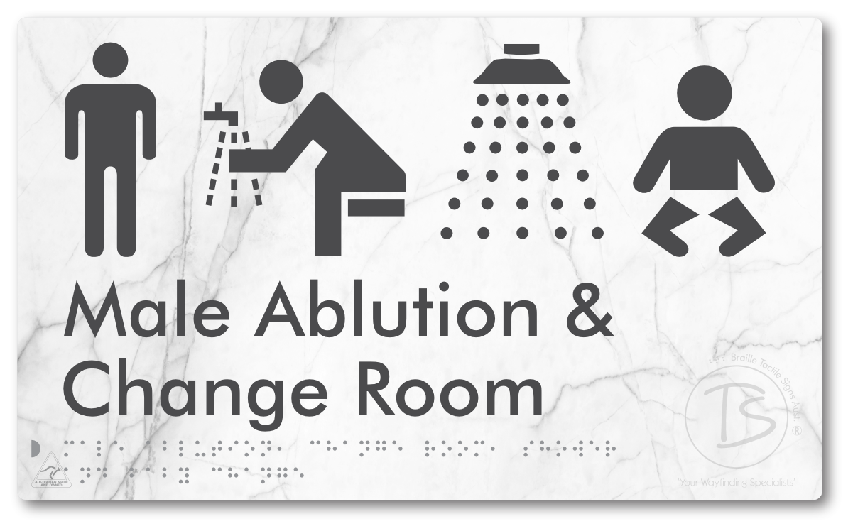 Male Ablution, Change Room, Shower & Baby Change - Braille Tactile Signs Aust.